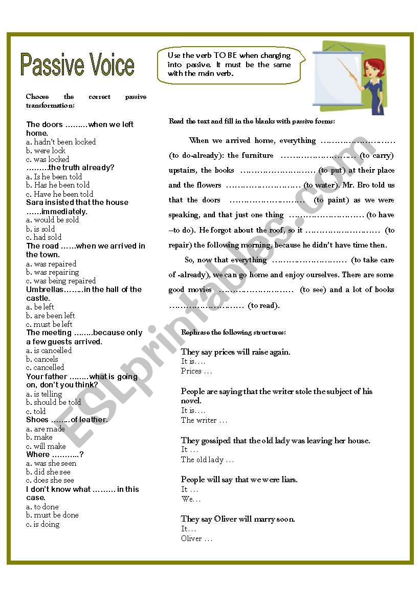 PASSIVE  VOICE  worksheet