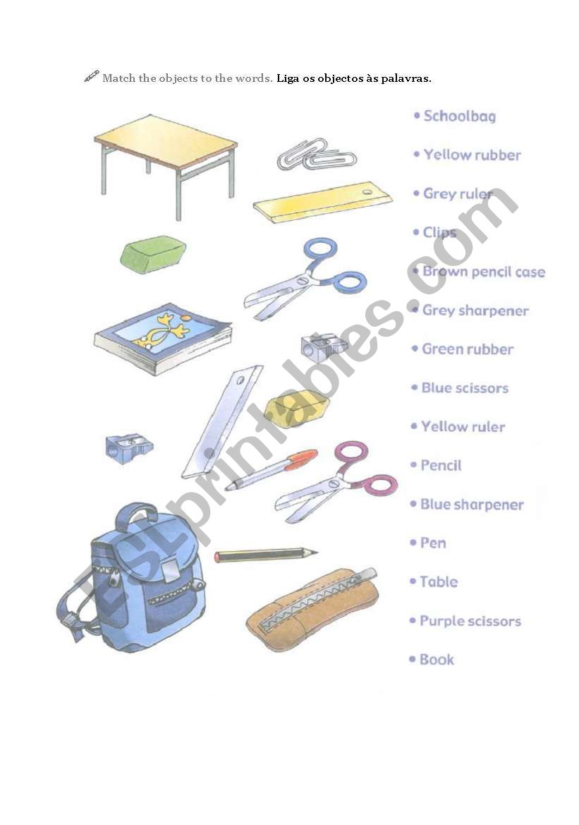 classroom objects worksheet