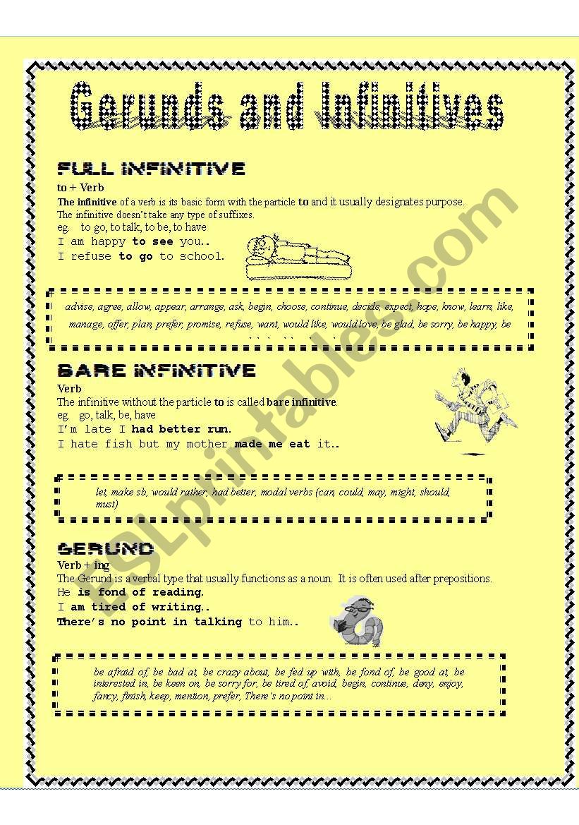 Gerunds and Infinitives worksheet