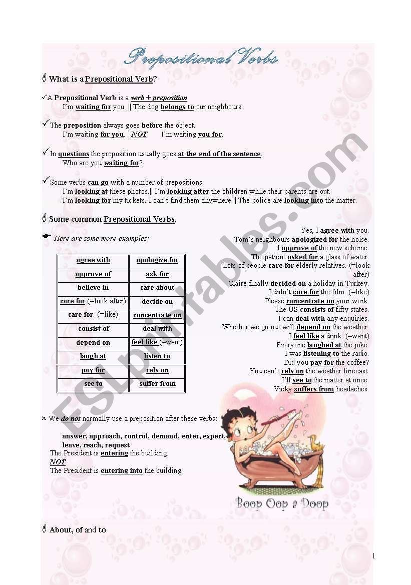 Prepositional Verbs worksheet