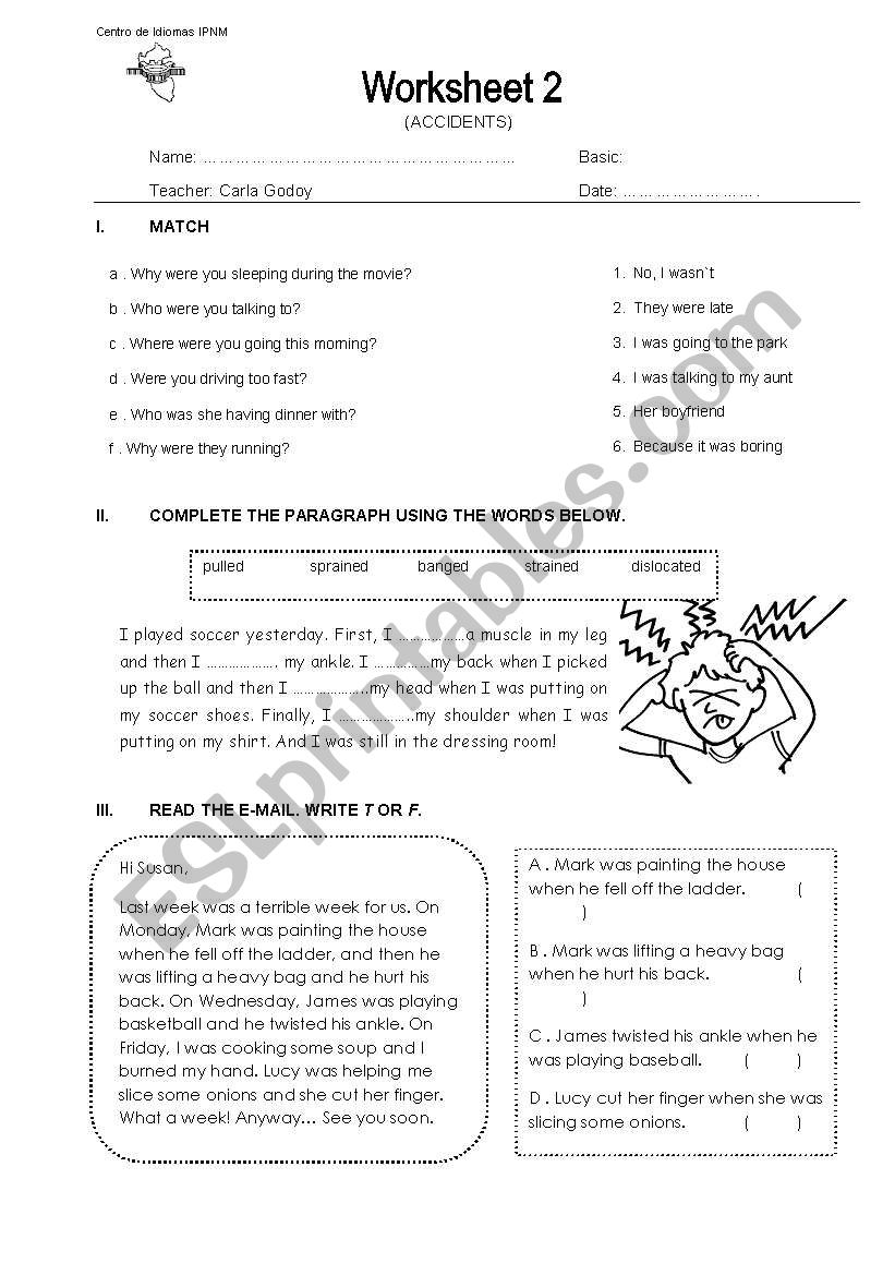 Accidents worksheet