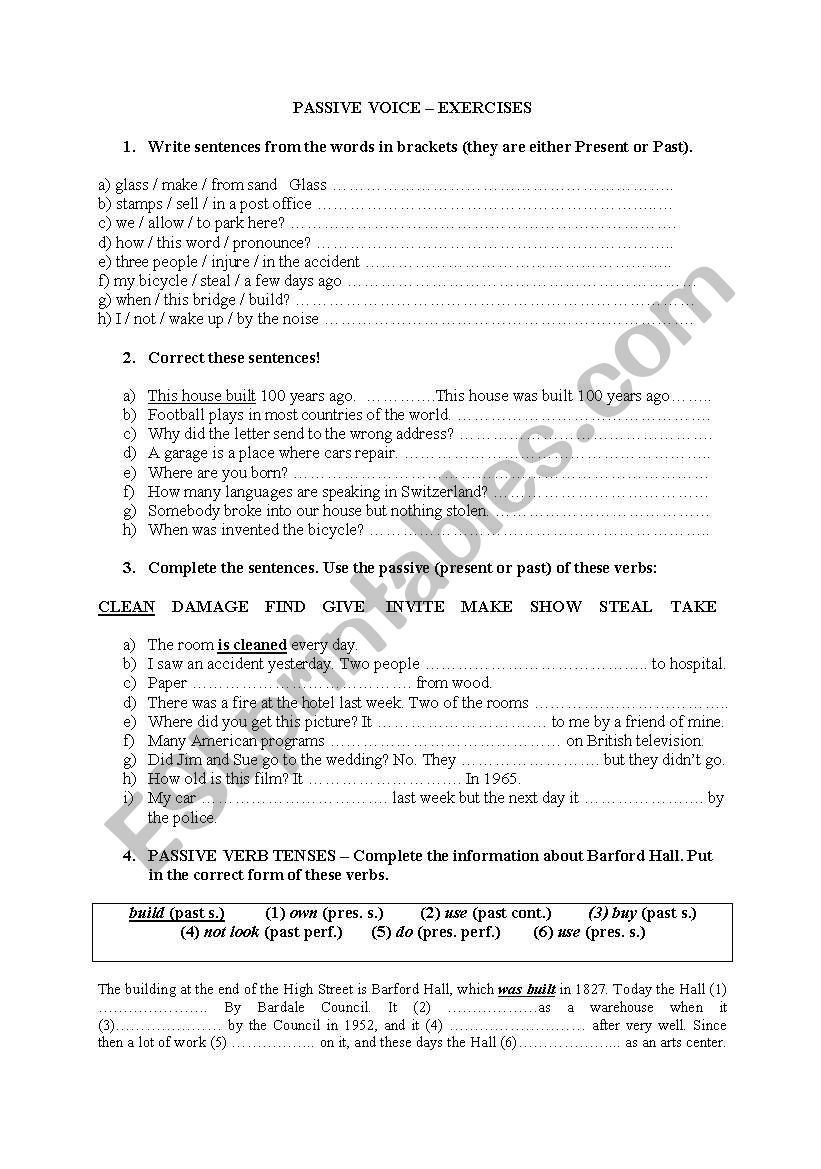 Passive voice worksheet