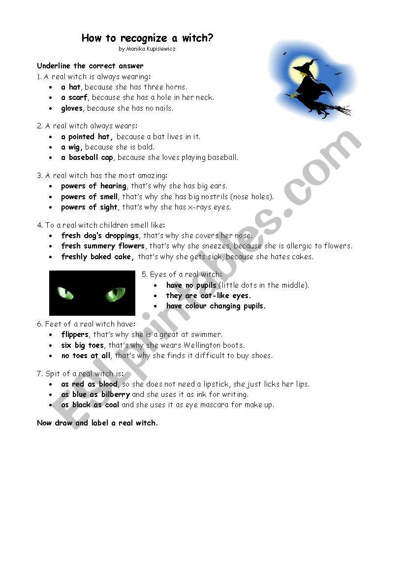 How to recognize a witch? worksheet