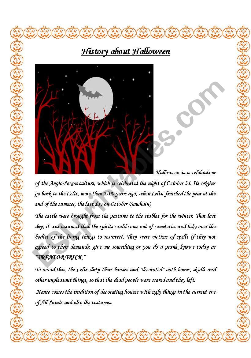 History about halloween  worksheet