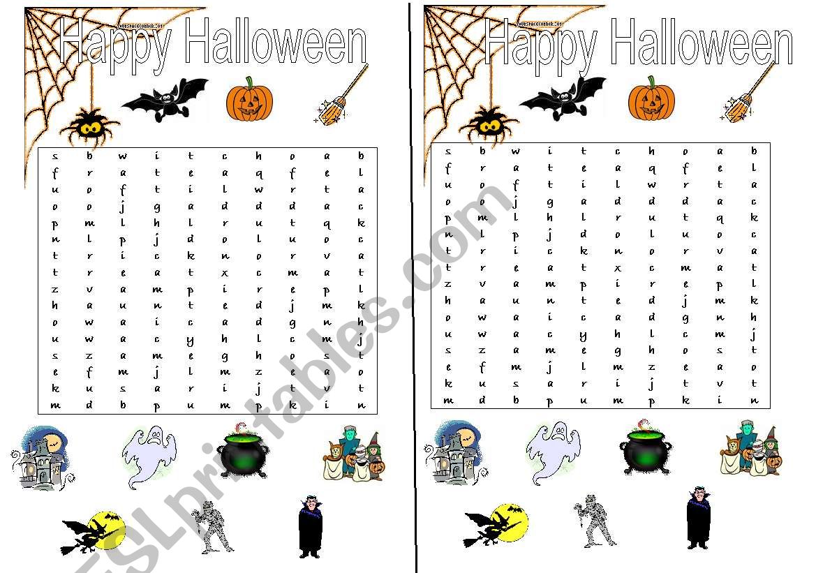 Halloween wordsearch worksheet