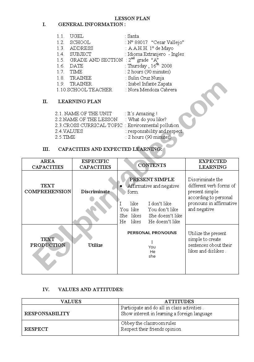 lesson plan worksheet