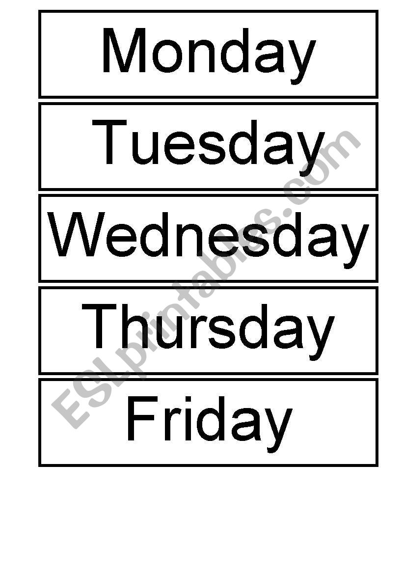 Days of the week worksheet