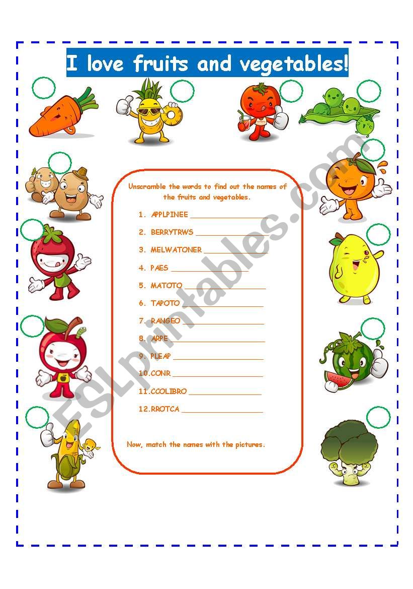 FRUITS AND VEGETABLES!! worksheet