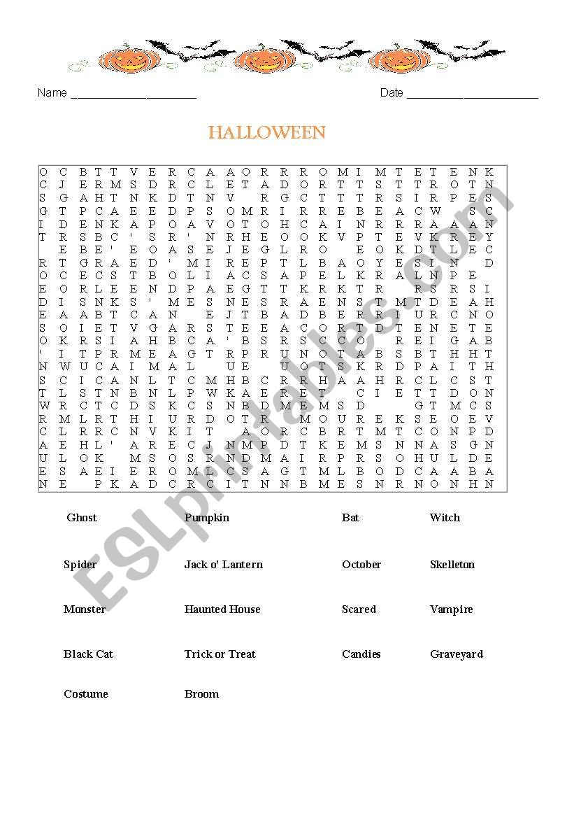 Halloween Crossword worksheet