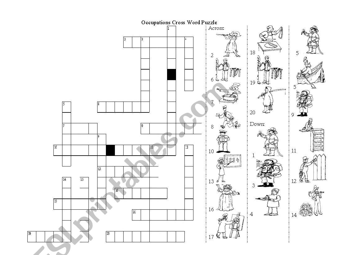 occupations cross word  puzzle