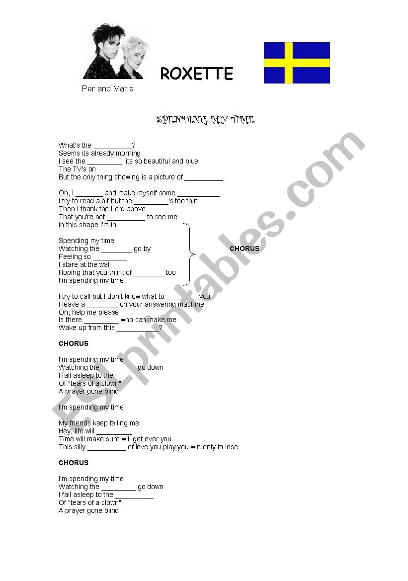 Song: Spending my Time worksheet