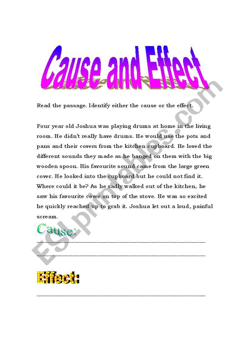 Cause and Effect Passage worksheet