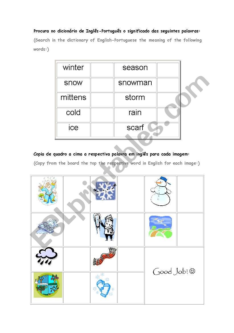 The Winter worksheet