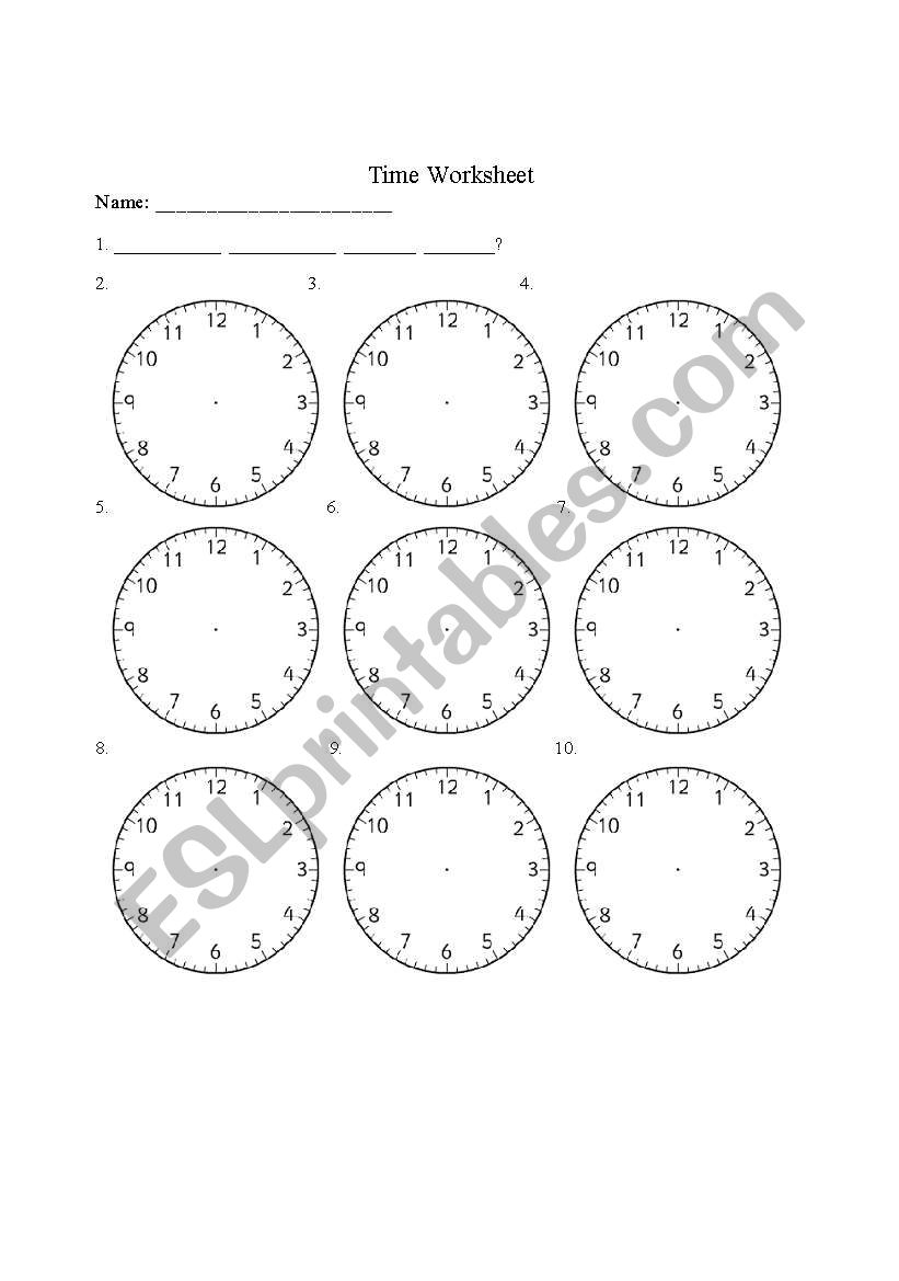 Time Worksheet worksheet