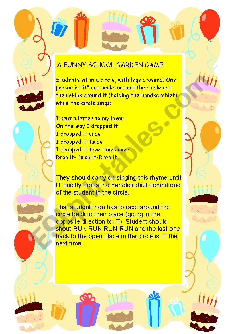 A funny school garden game worksheet