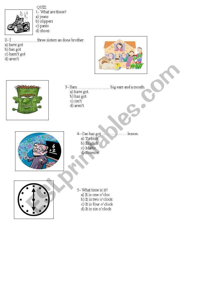  A quiz for elementary students