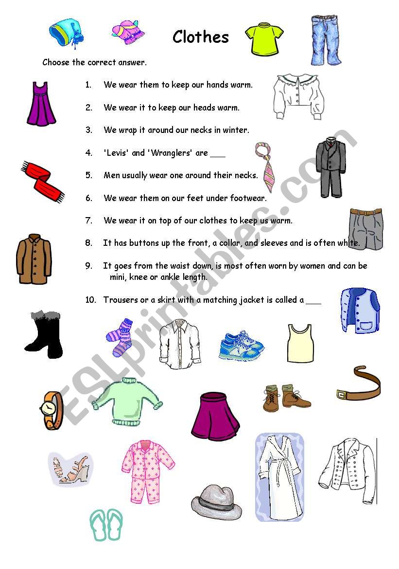 Clothes worksheet