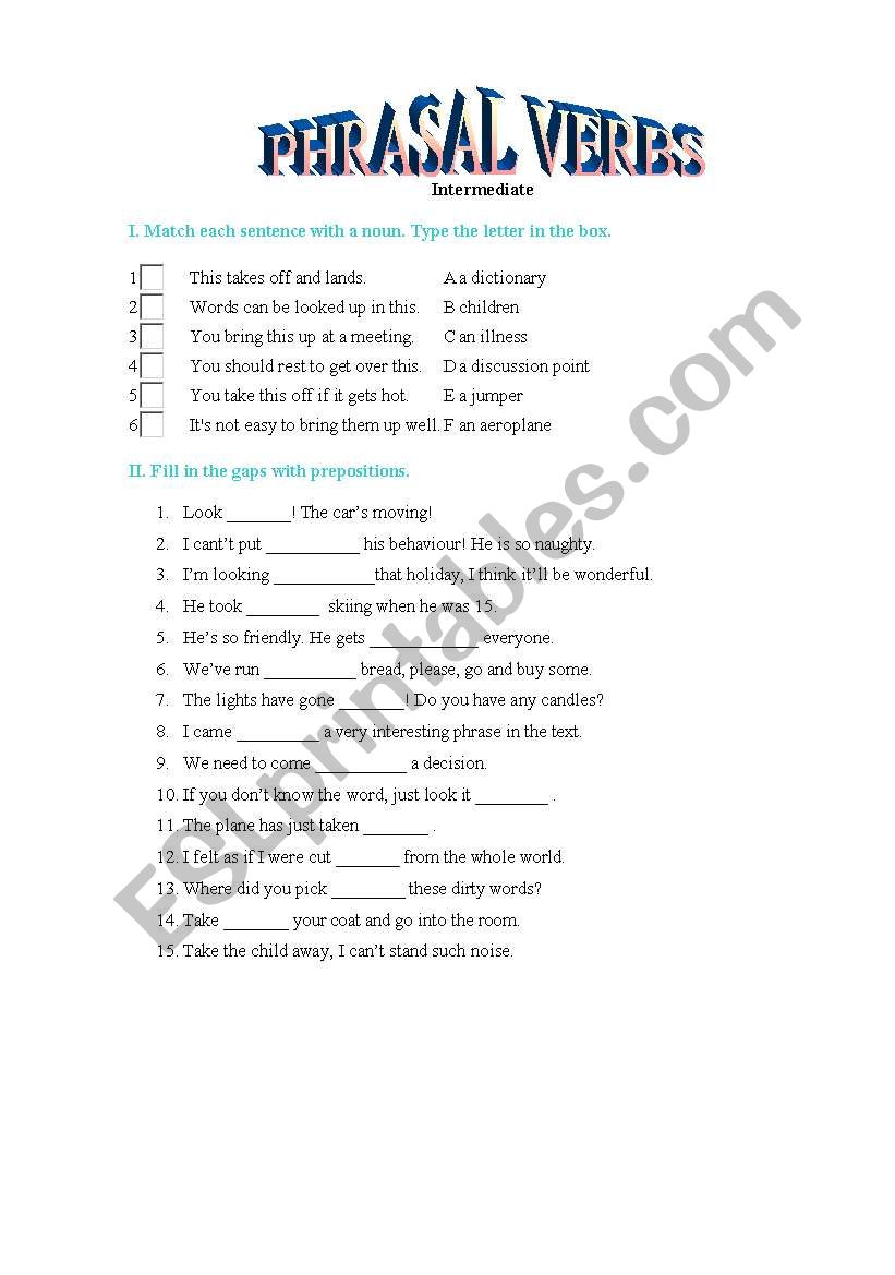 PHRASAL VERBS worksheet