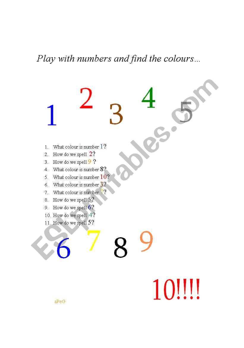 Play with numbers and colours.....
