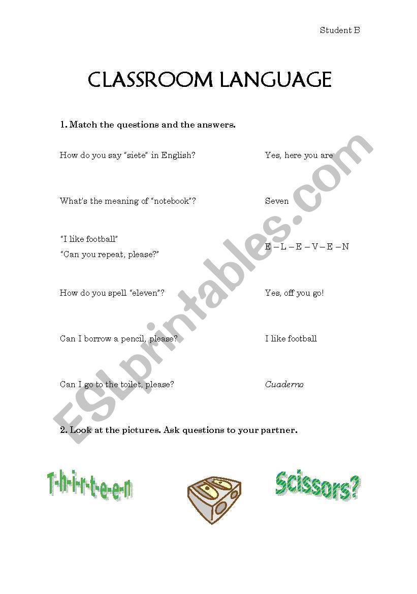 CLASSROOM LANGUAGE (student B)