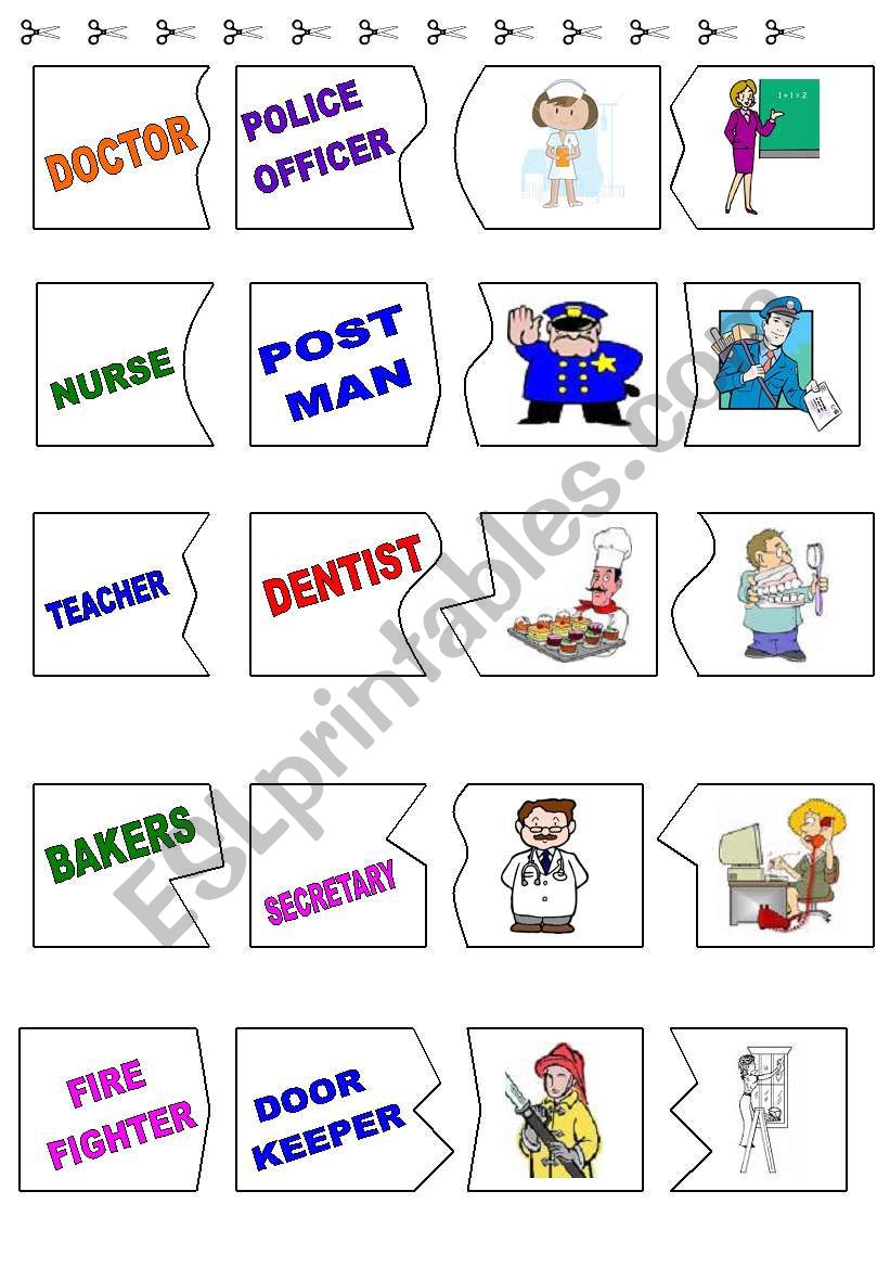 jobs puzzle worksheet