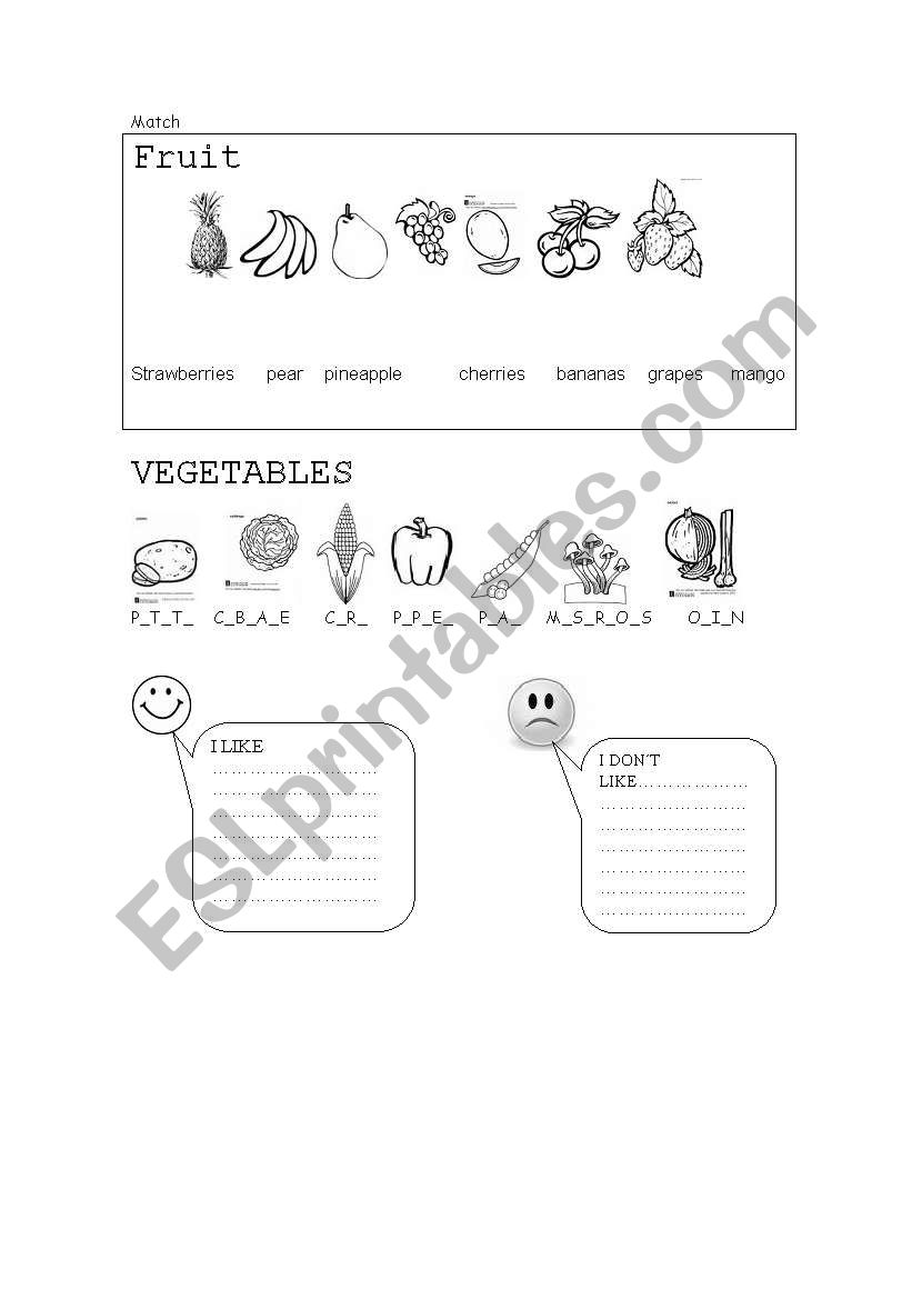 Fruit and Vegetables worksheet