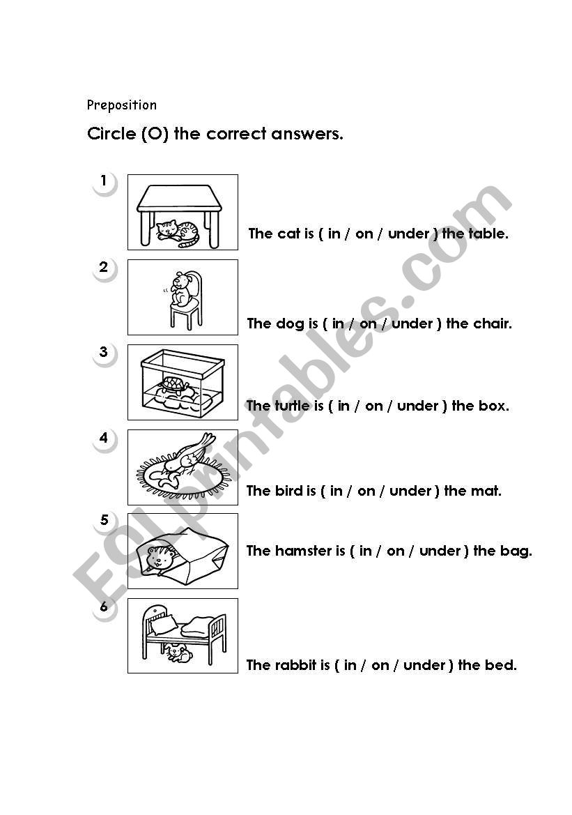 Preposition - ESL worksheet by paulineho