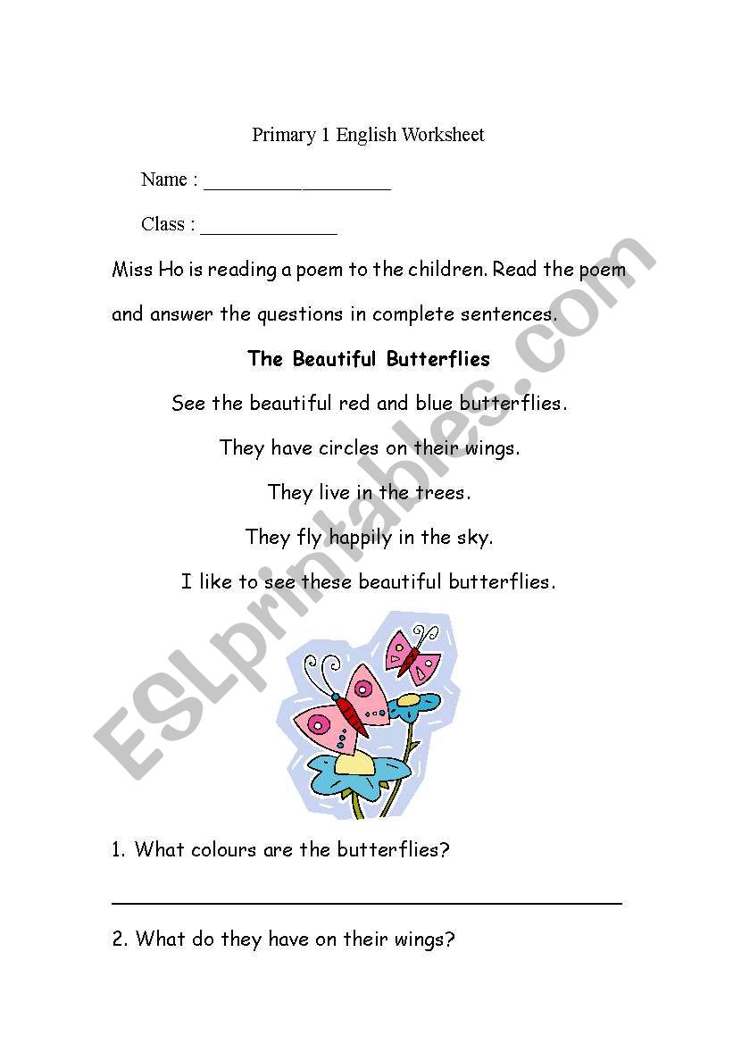 poems  worksheet