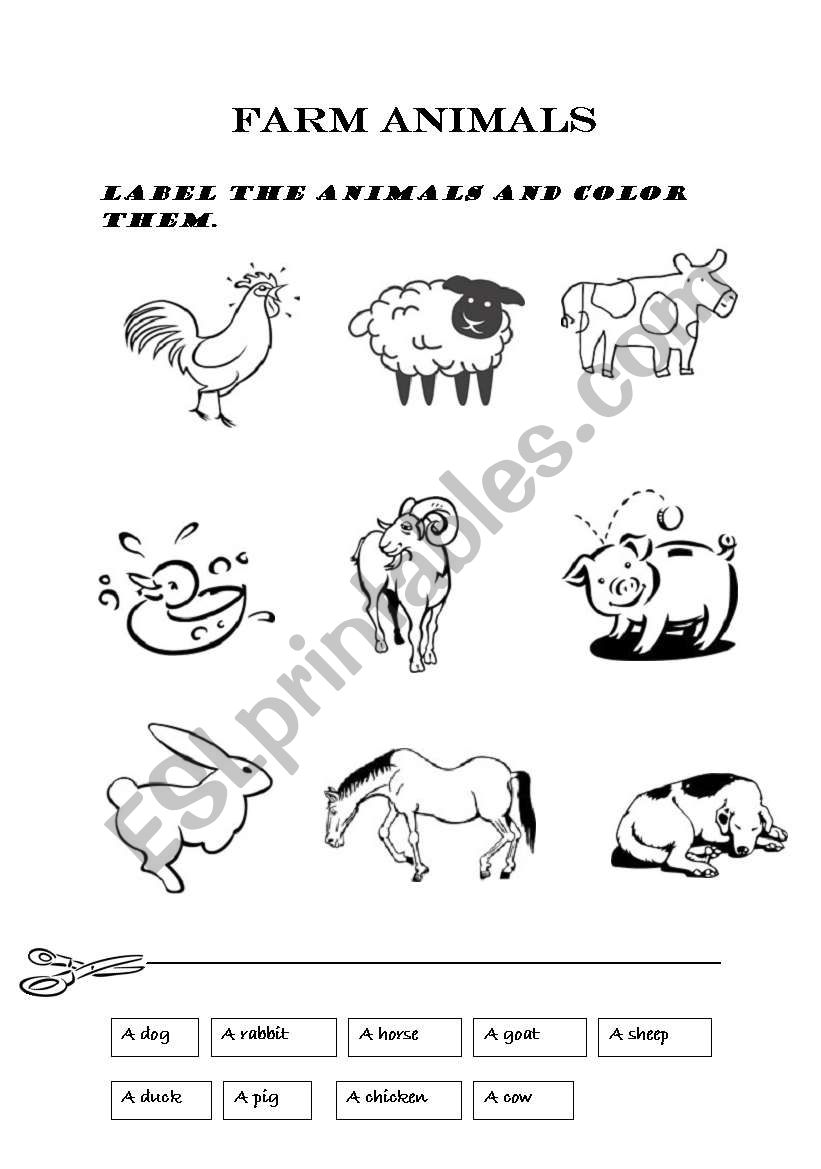 farm animals worksheet