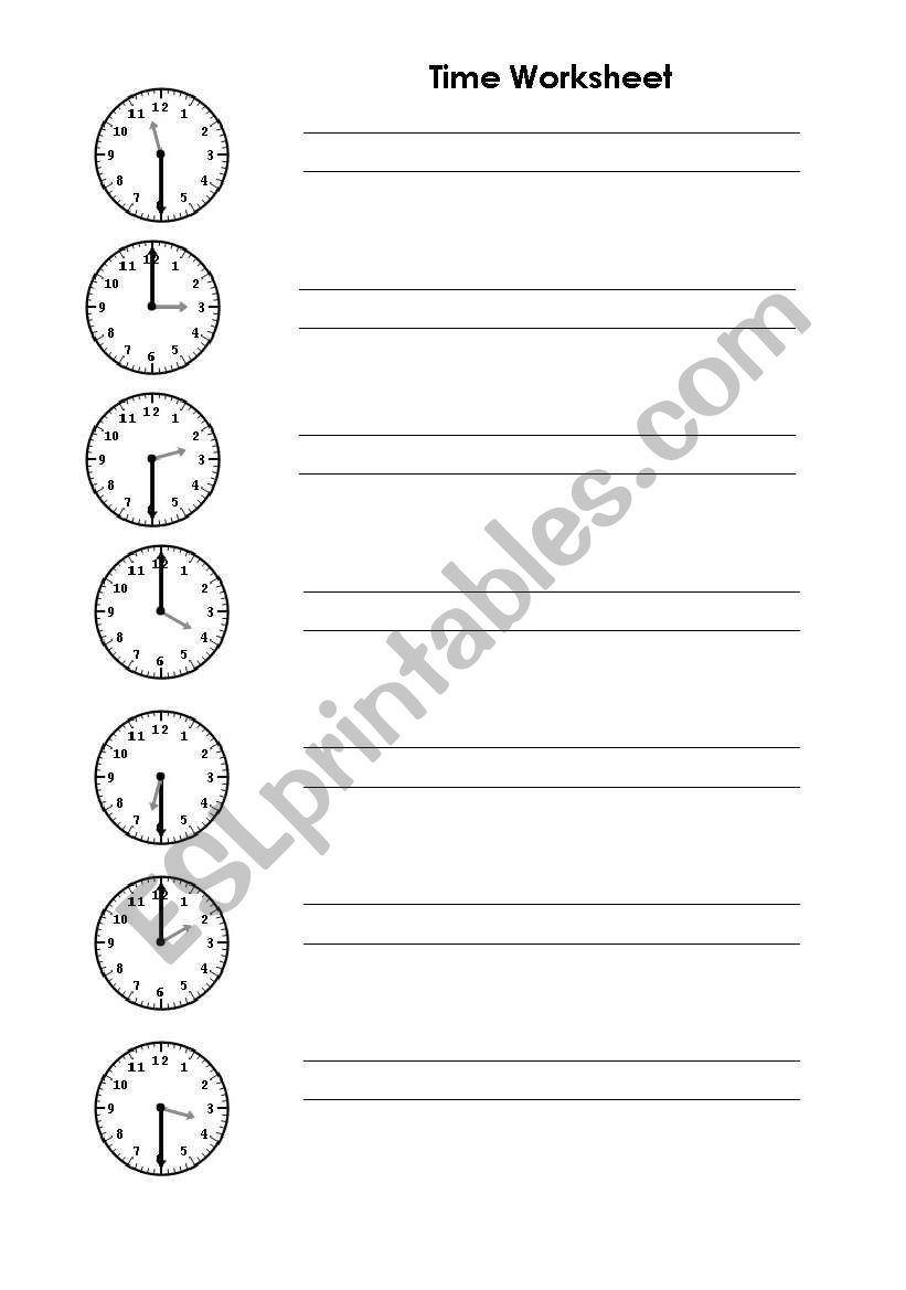 Telling the time worksheet