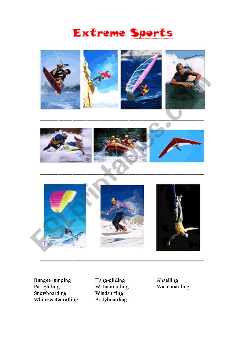 Extreme Sports 1 worksheet