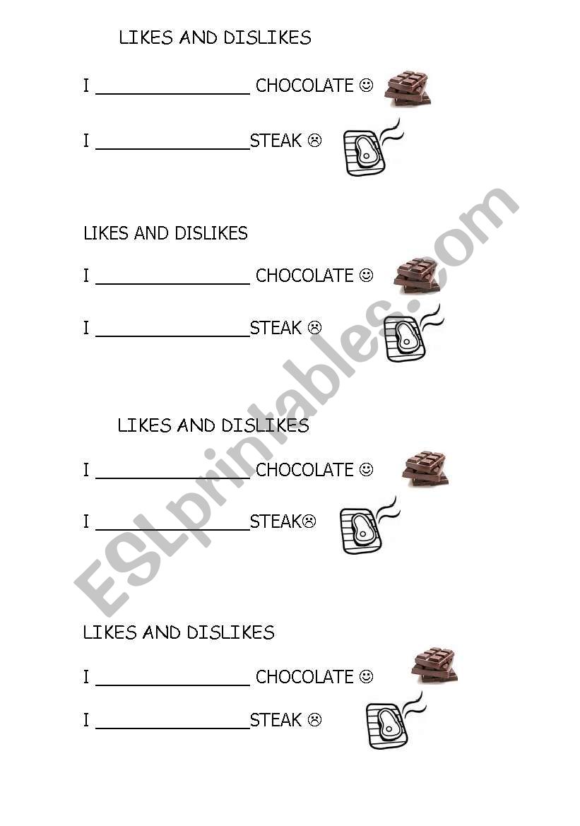 Likes and dislikes worksheet