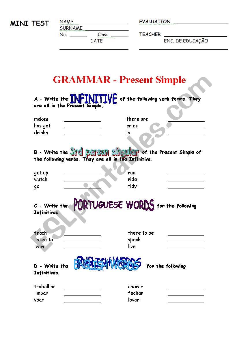 Present Simple worksheet