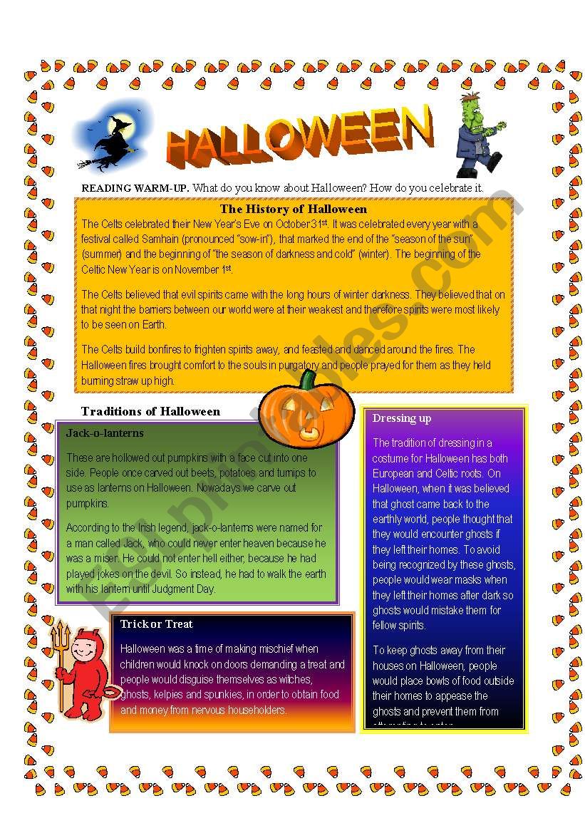 Halloween History and Symbols worksheet