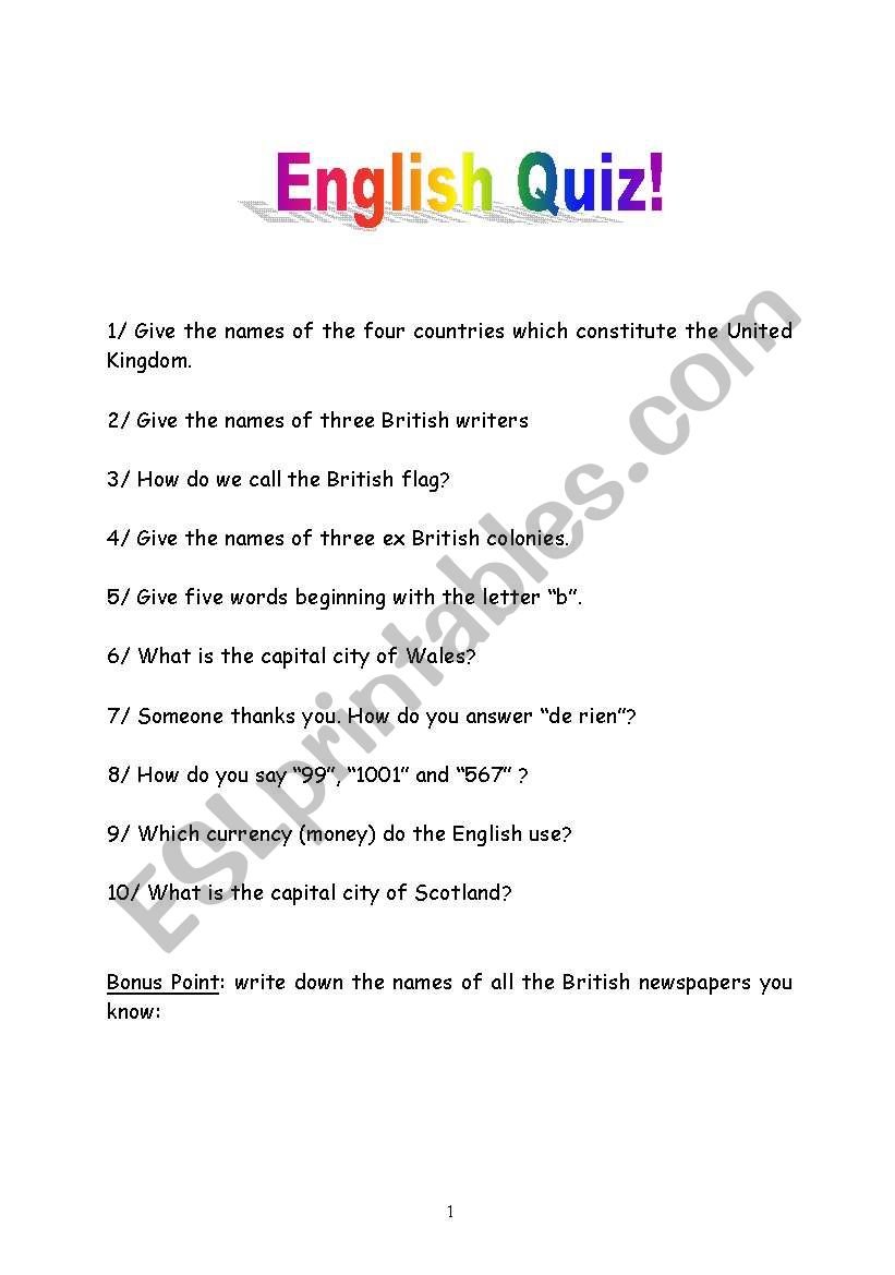 3O questions about English culture