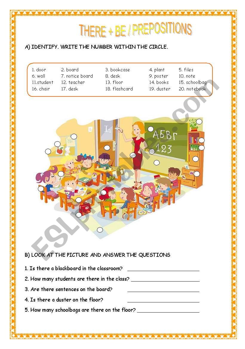 THERE + BE /PREPOSITIONS worksheet