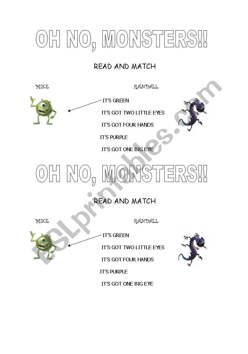 MONSTERS DESCRIPTIONS worksheet