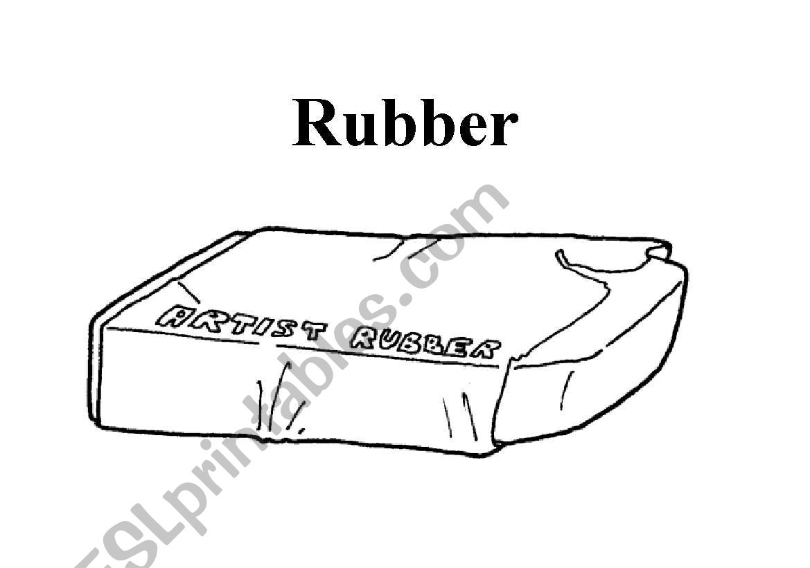 School objects: rubber worksheet
