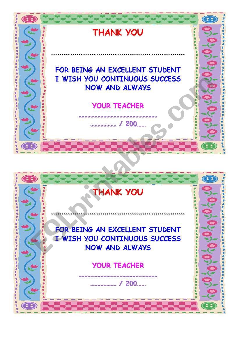 Mini-Award worksheet