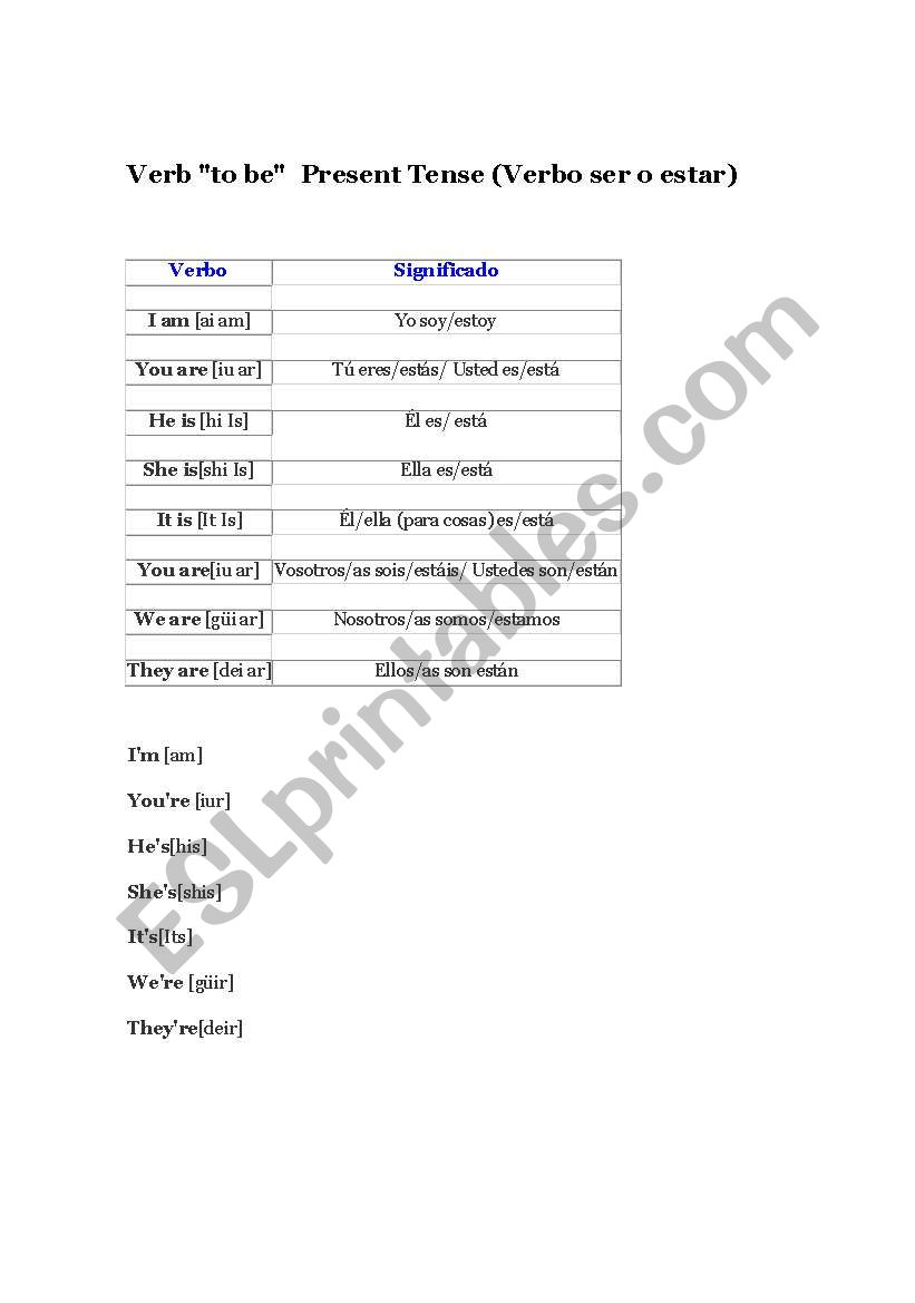 Verb To be  worksheet