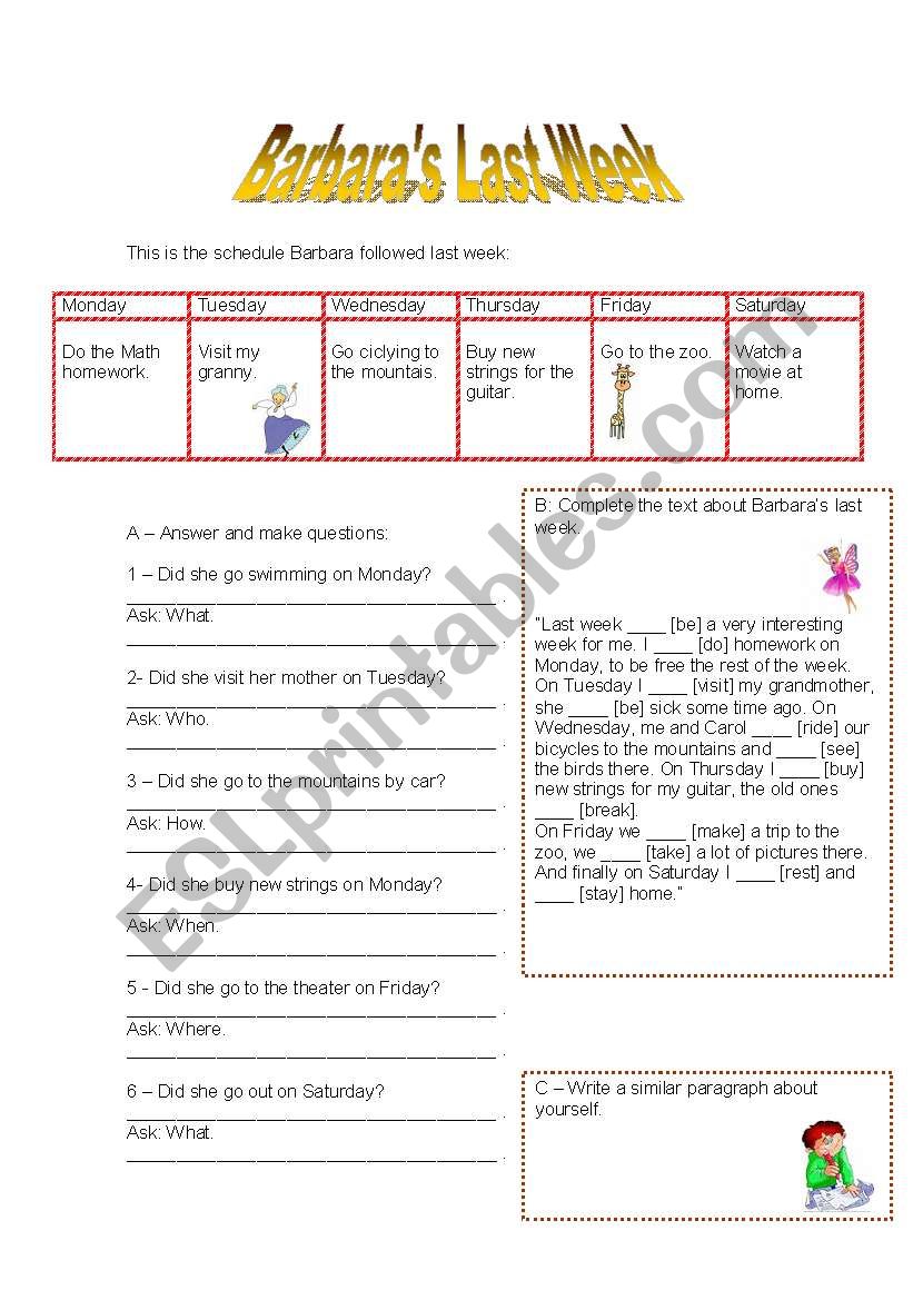 BarbaraÂ´s Last Week worksheet