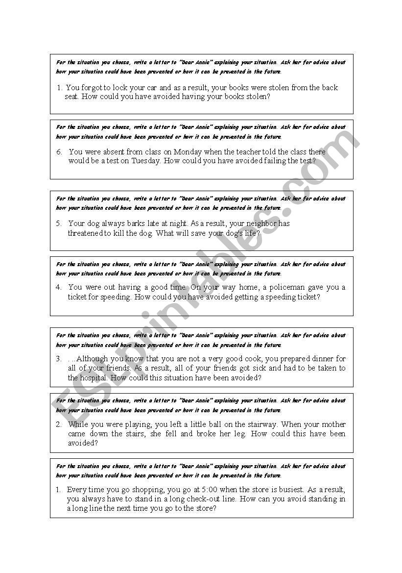 Writing ideas! worksheet