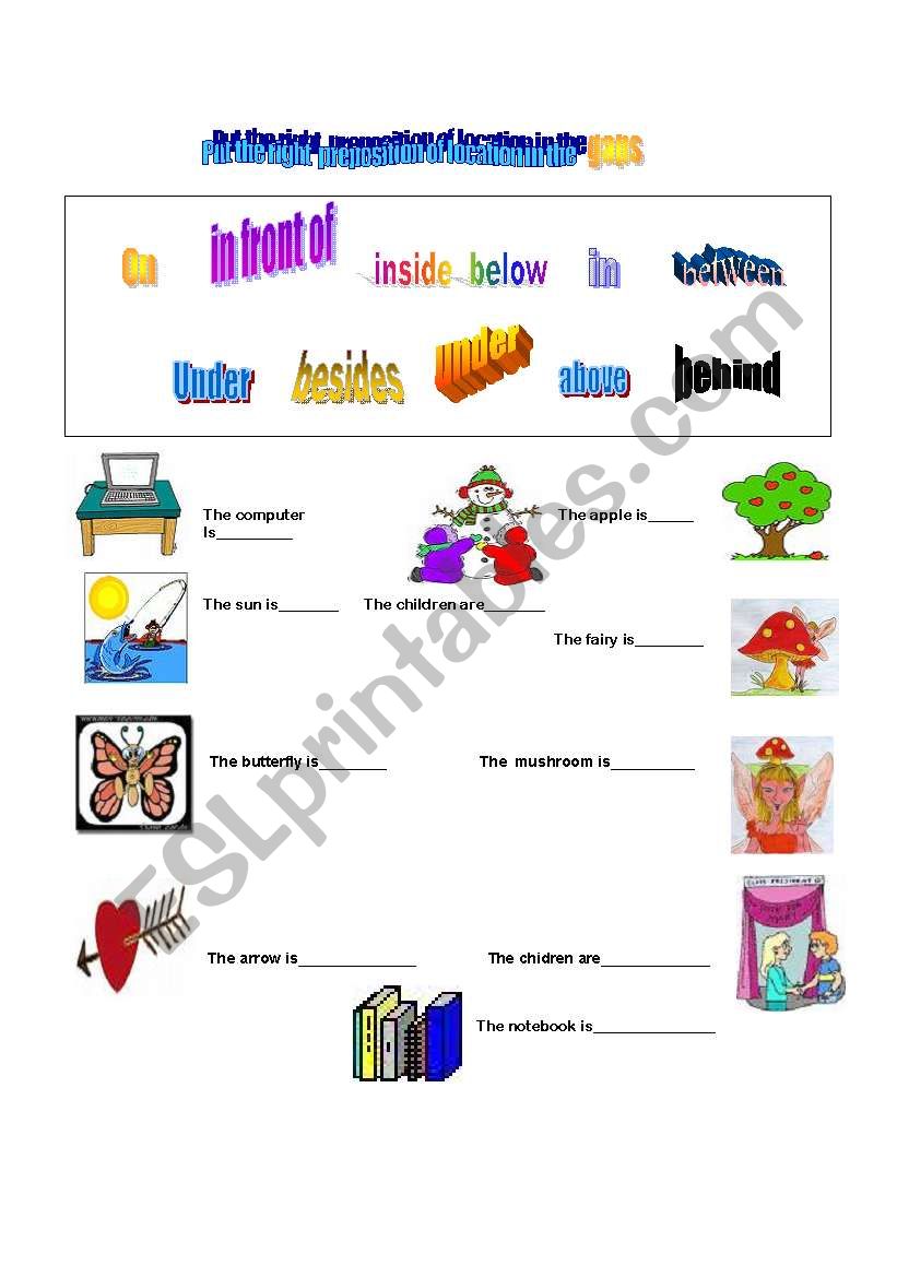 prepositions of location worksheet