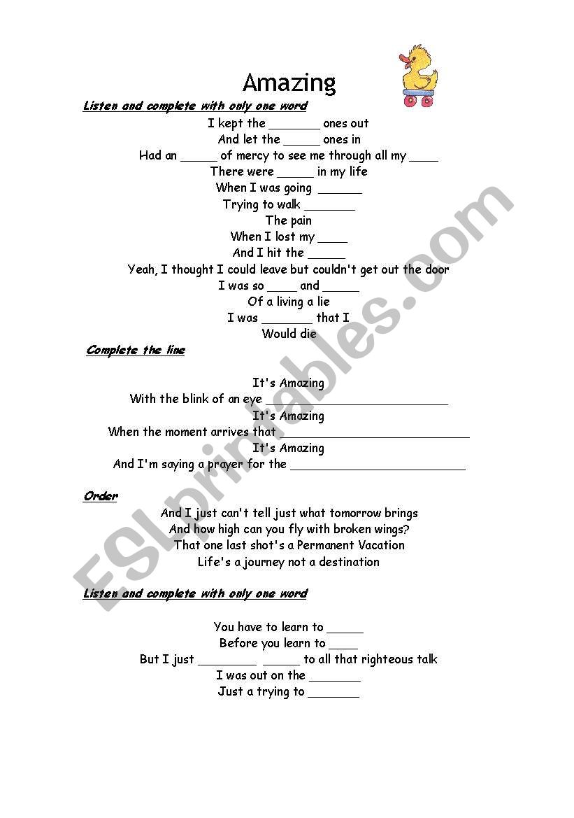 Aerosmith worksheet