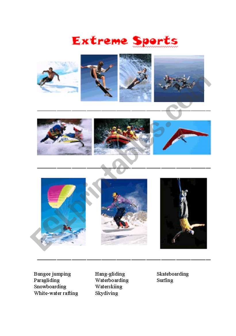 Extreme Sports 2 worksheet