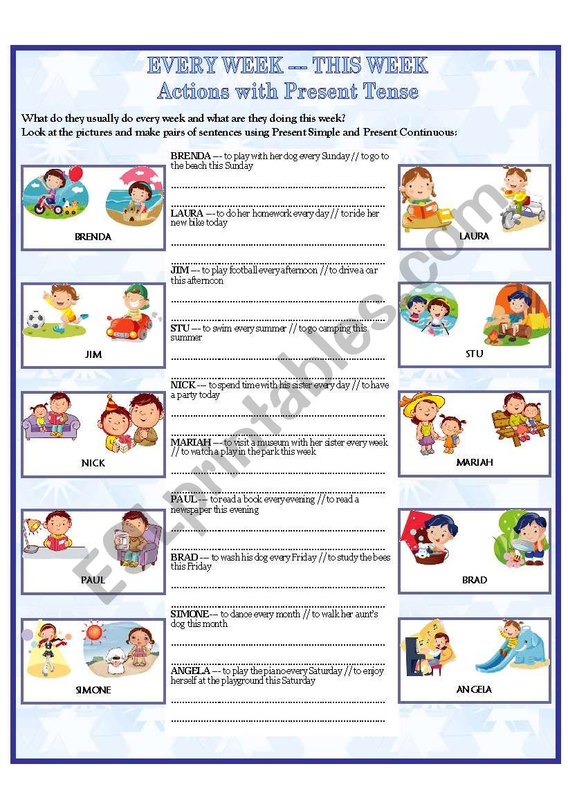 EVERY WEEK --- THIS WEEK worksheet