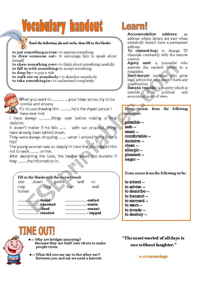 VOCABULARY HANDOUT 2 worksheet