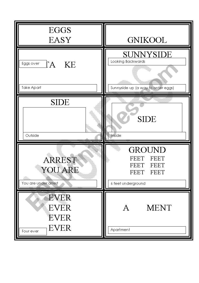 DINGBAT ANSWERS worksheet