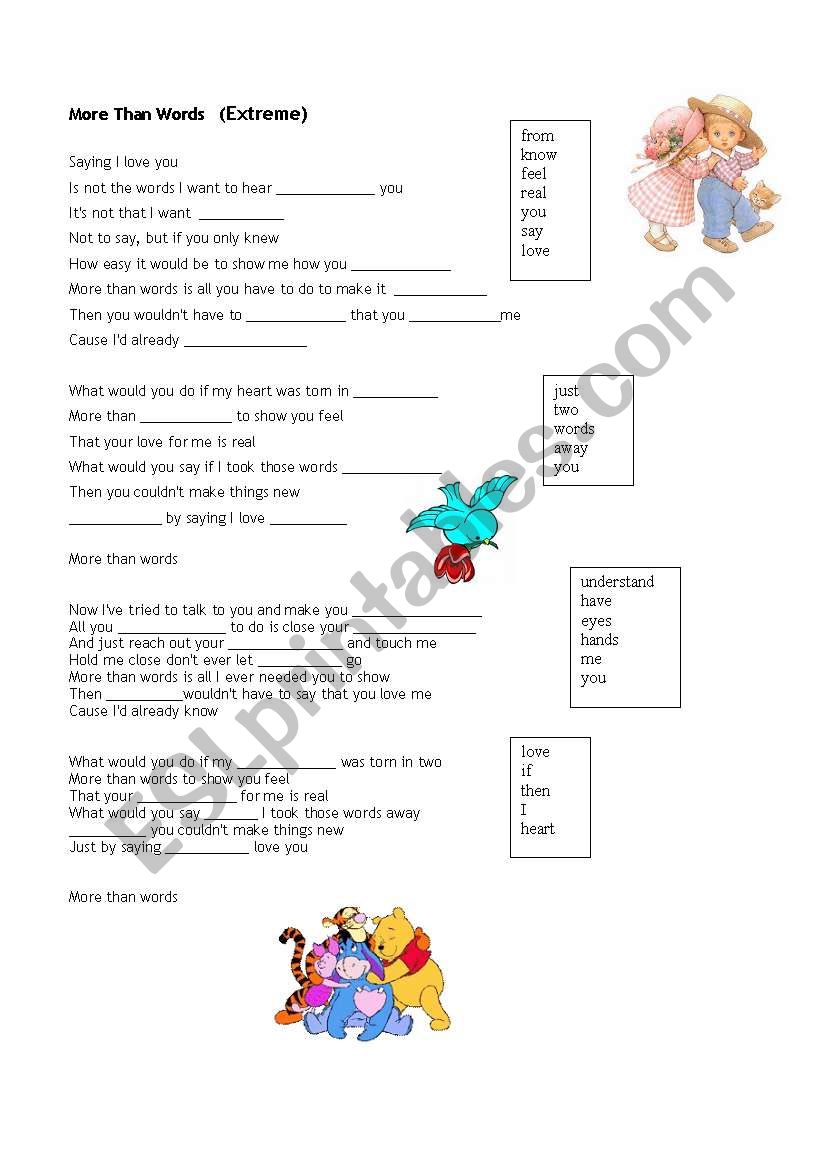 MORE THAN WORDS worksheet