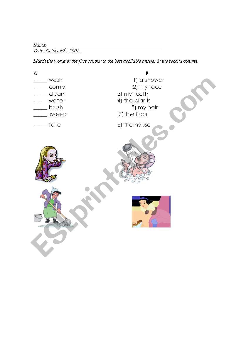 routines worksheet